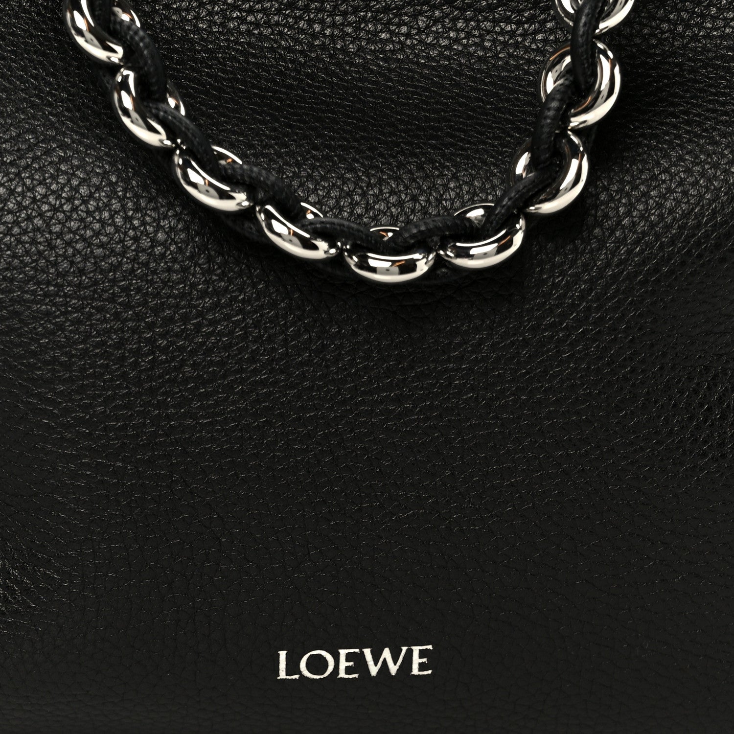 Loewe Mellow Nappa Medium Donut Chain Flamenco Knot Purse Black 8 of 11