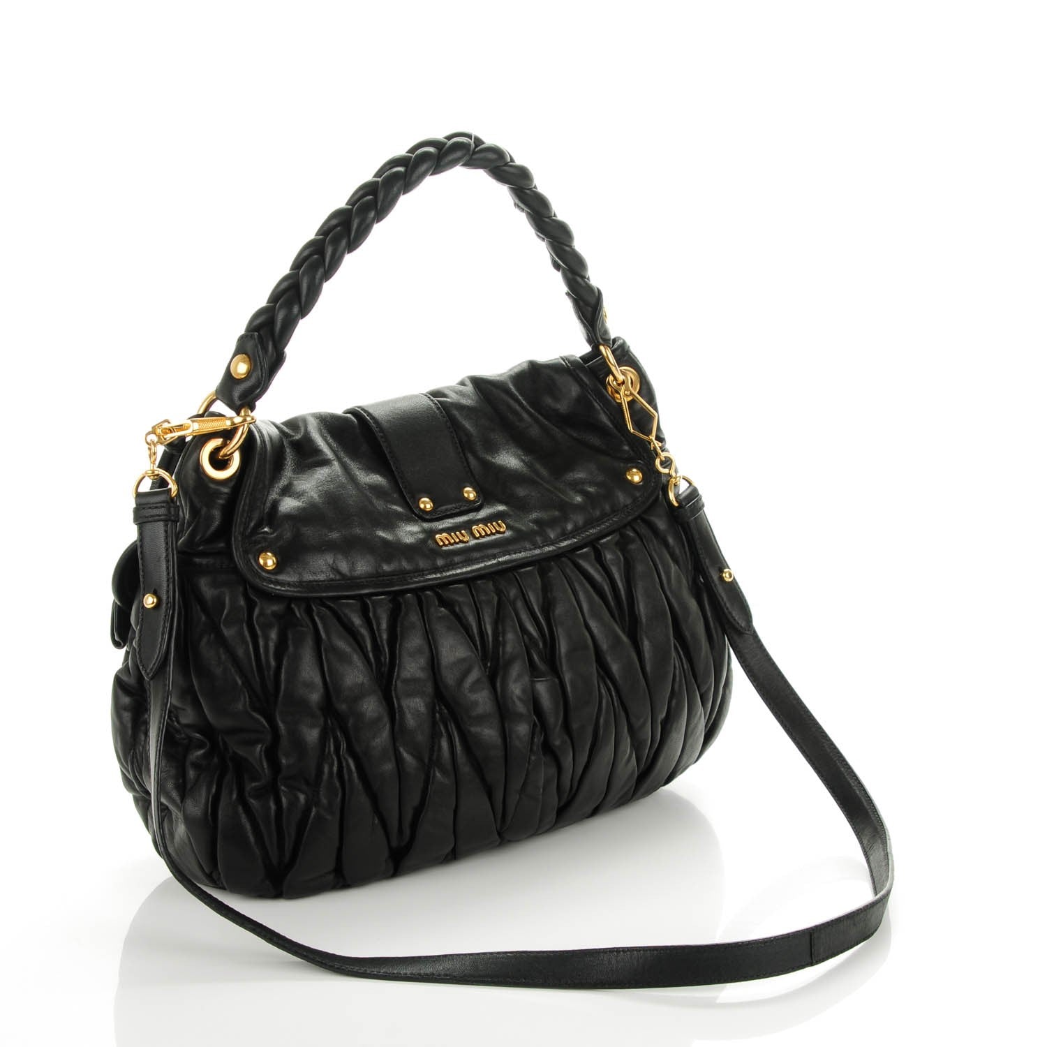 Miu Miu Matelasse Lux Coffer Hobo Nero Black 3 of 8