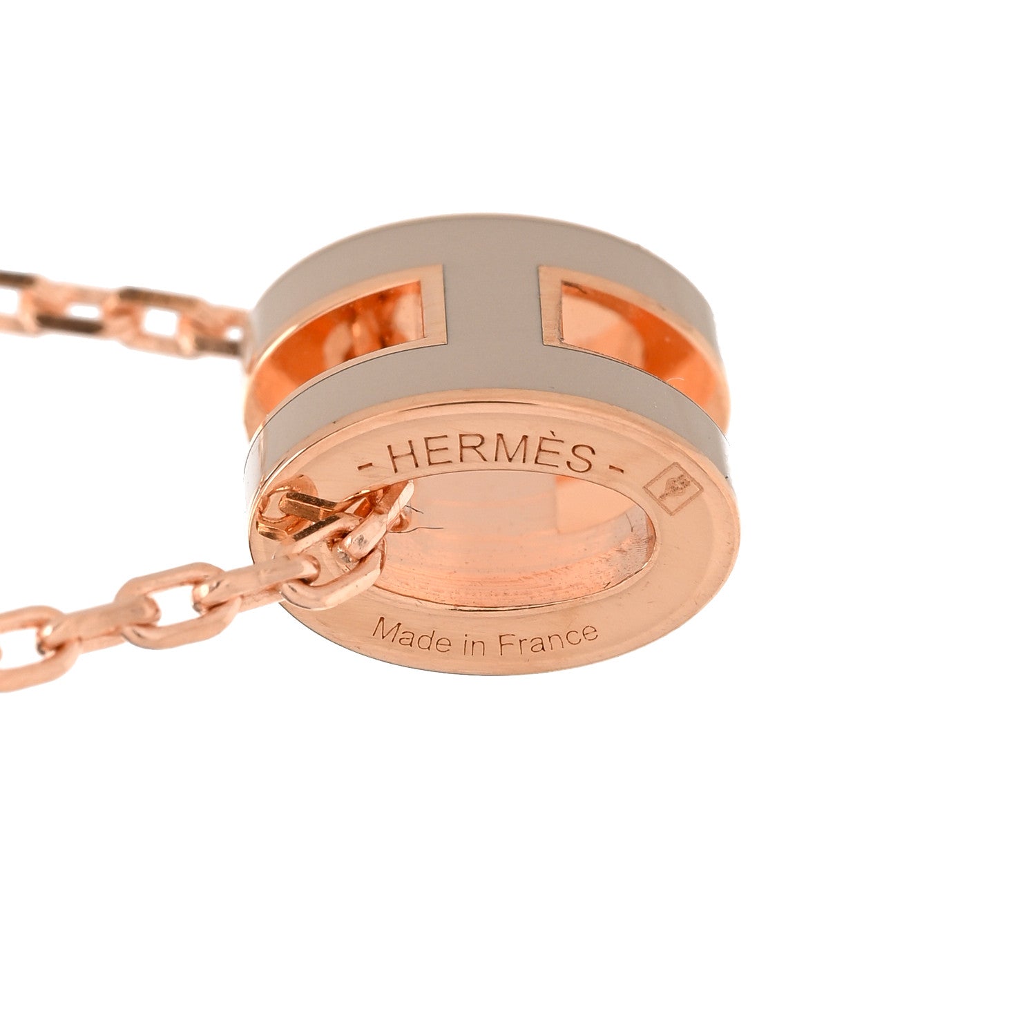 Hermes Lacquered Rose Gold Mini Pop H Pendant Necklace Marron Glace 6 of 7