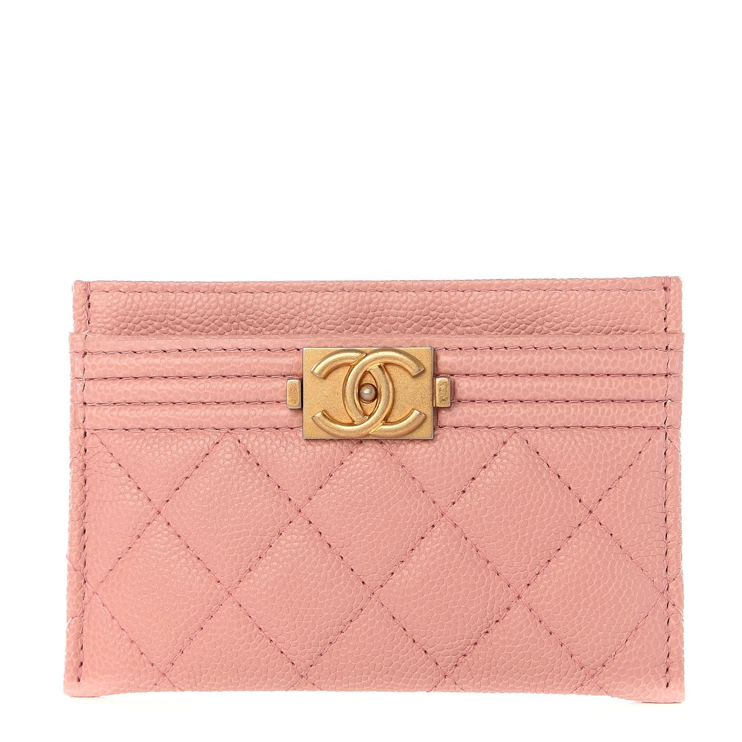 Caviar Quilted Boy Card Holder Light Pink