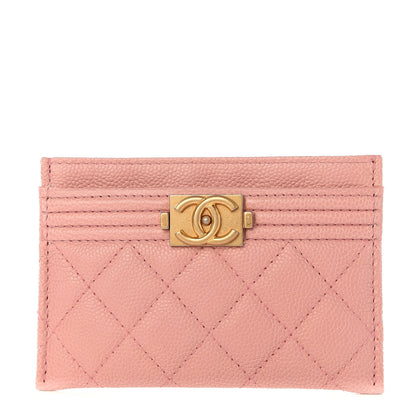 Chanel Caviar Quilted Boy Card Holder Light Pink 1 of 6
