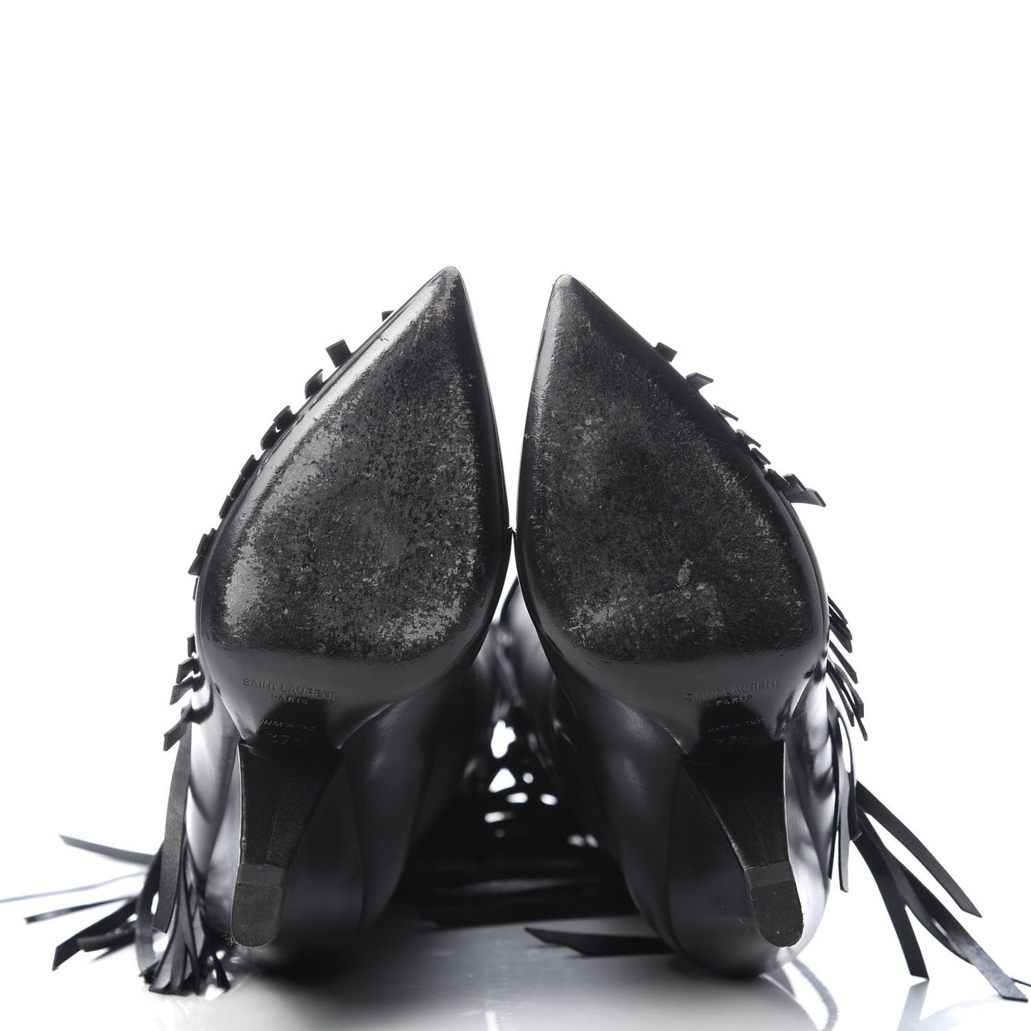 Calfskin Niki Fringe High Boots 37.5 Black