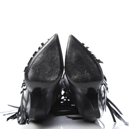Saint Laurent Calfskin Niki Fringe High Boots 37.5 Black 5 of 8