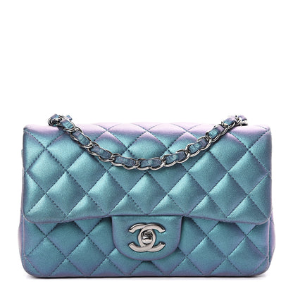 Chanel Iridescent Lambskin Quilted Mini Rectangular Flap Turquoise 1 of 10