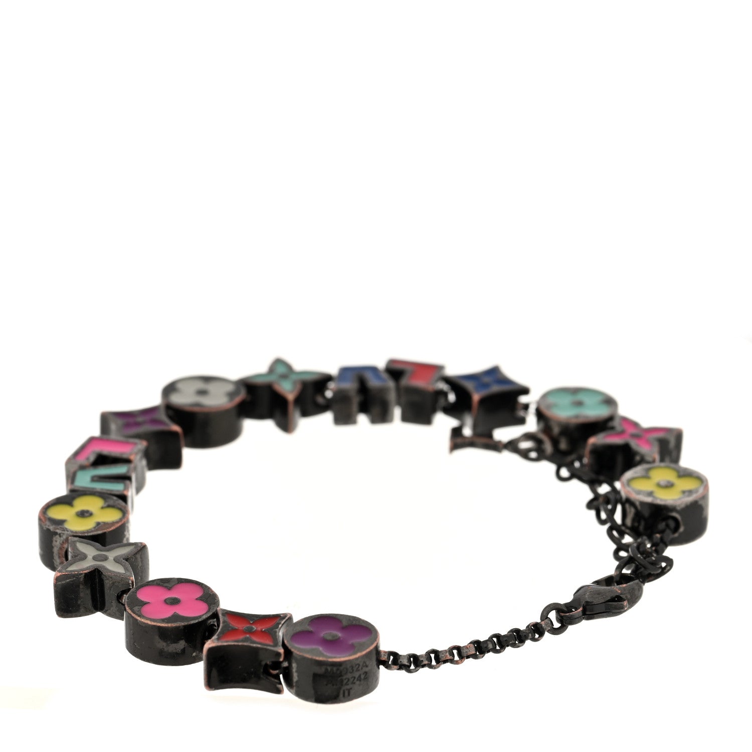 Louis Vuitton Metal Enamel Monogram Party Bracelet Black Multicolor 3 of 5