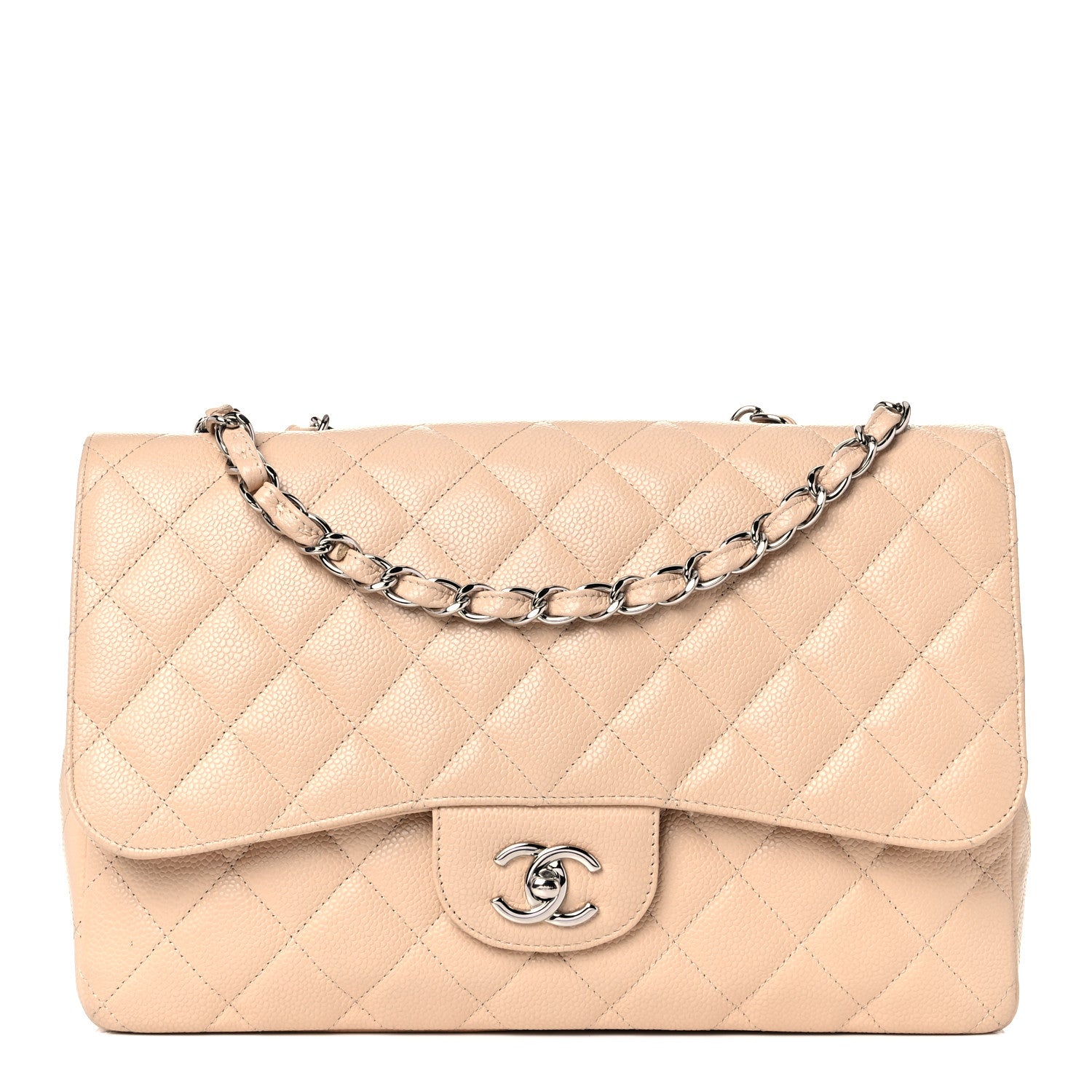 Chanel Caviar Quilted Jumbo Single Flap Beige Clair 1 of 22