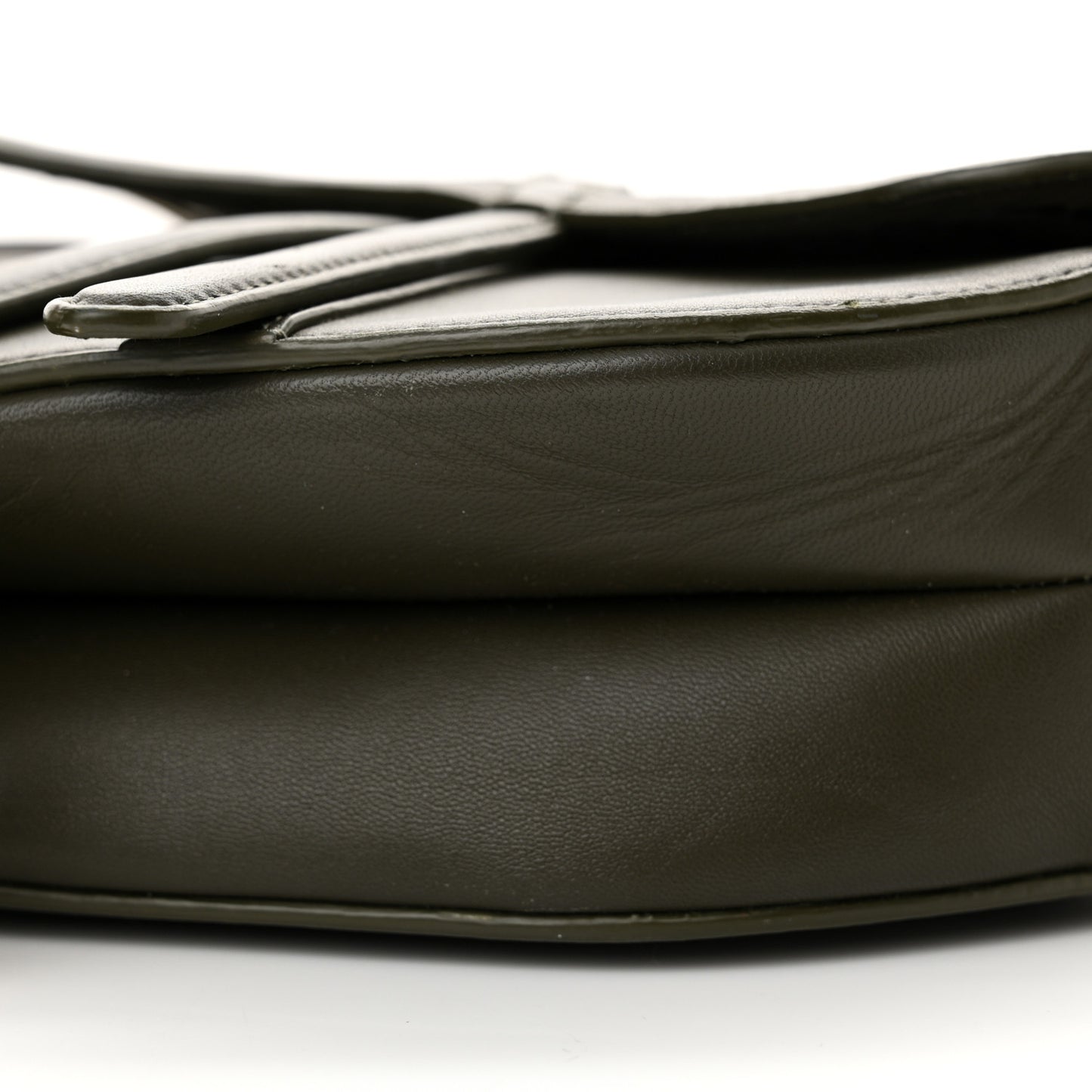 Smooth Calfskin Braided Saddle Bag Dark Green