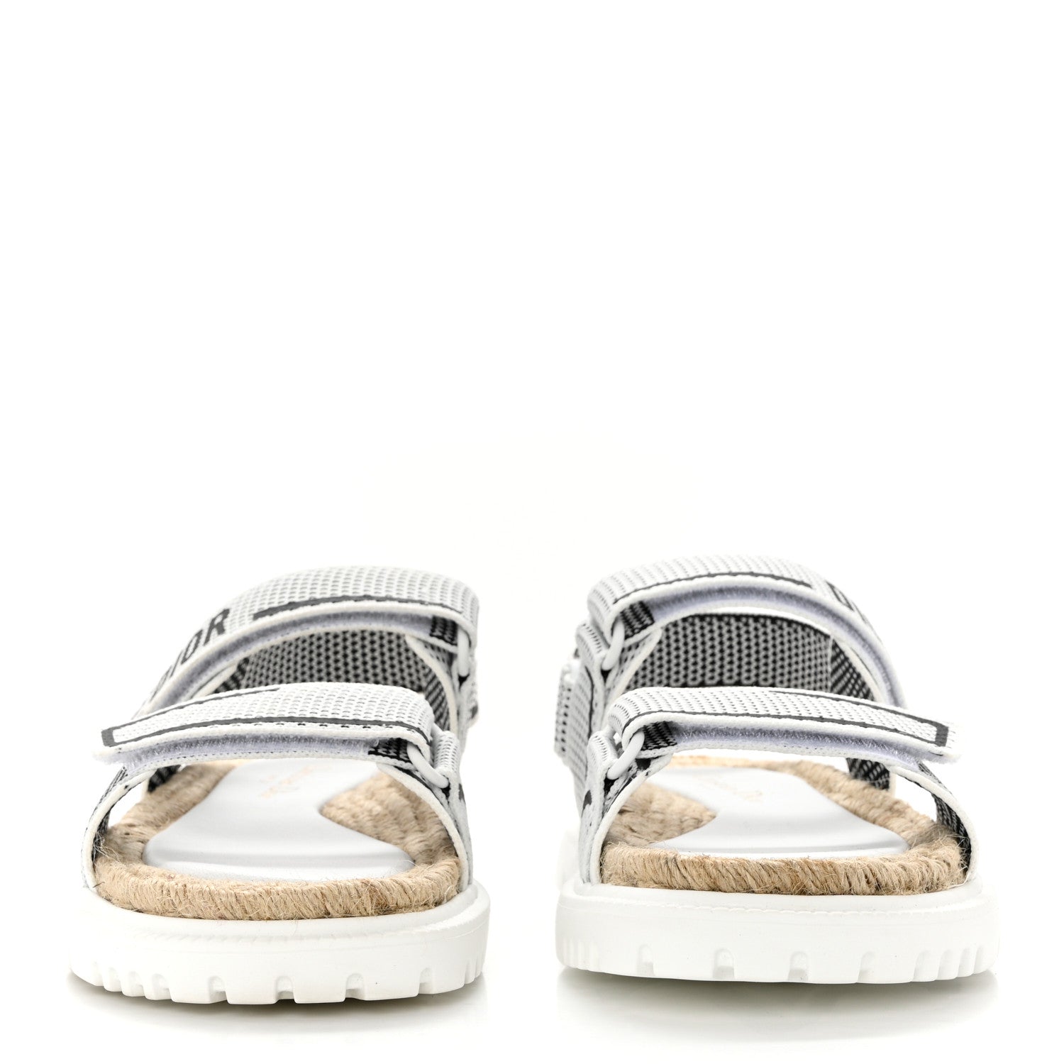 Christian Dior Technical Knit Jute Dioract 10mm Sandals 37 White Black 2 of 9