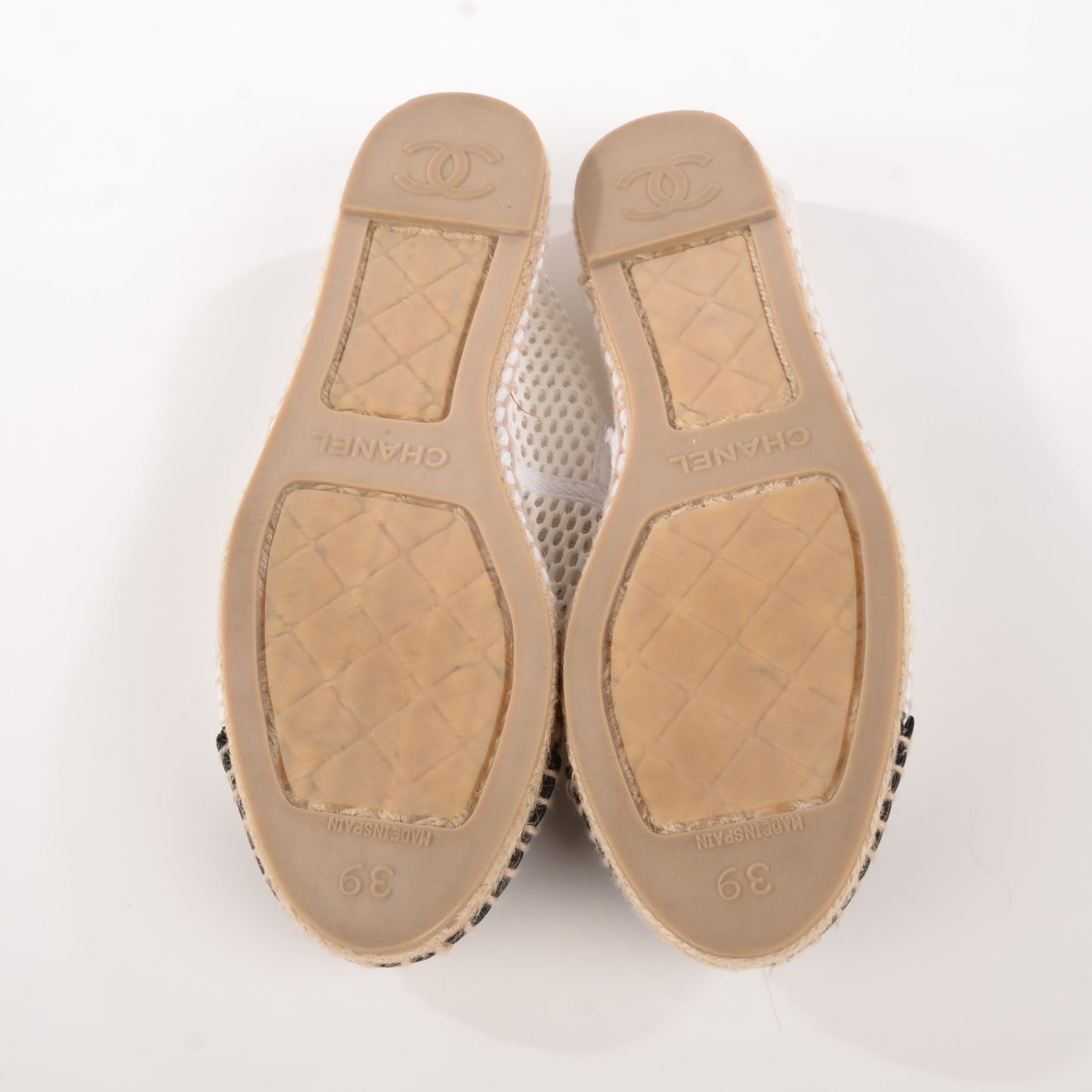 Mesh Lambskin Espadrilles 39 White Black