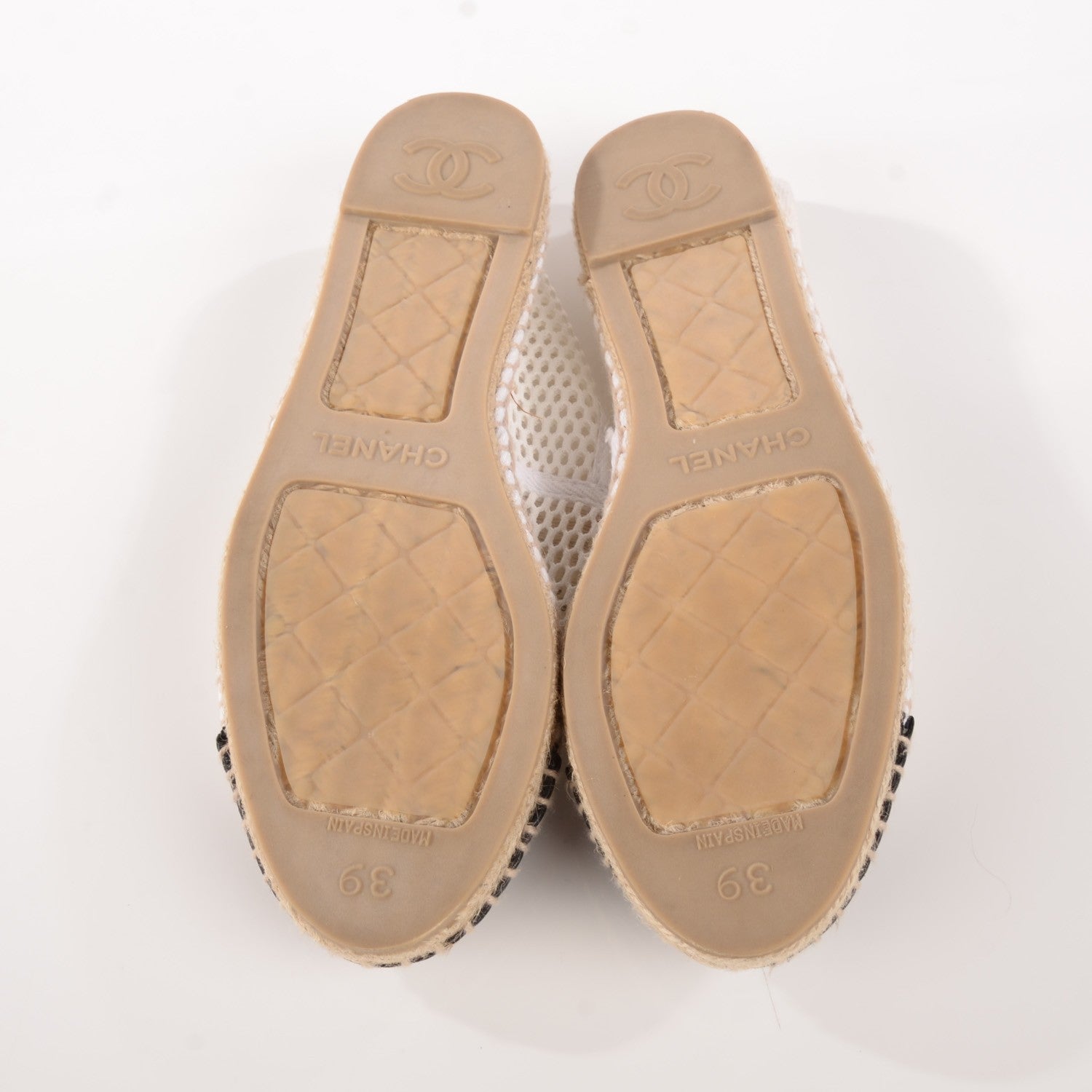 Chanel Mesh Lambskin Espadrilles 39 White Black 5 of 10