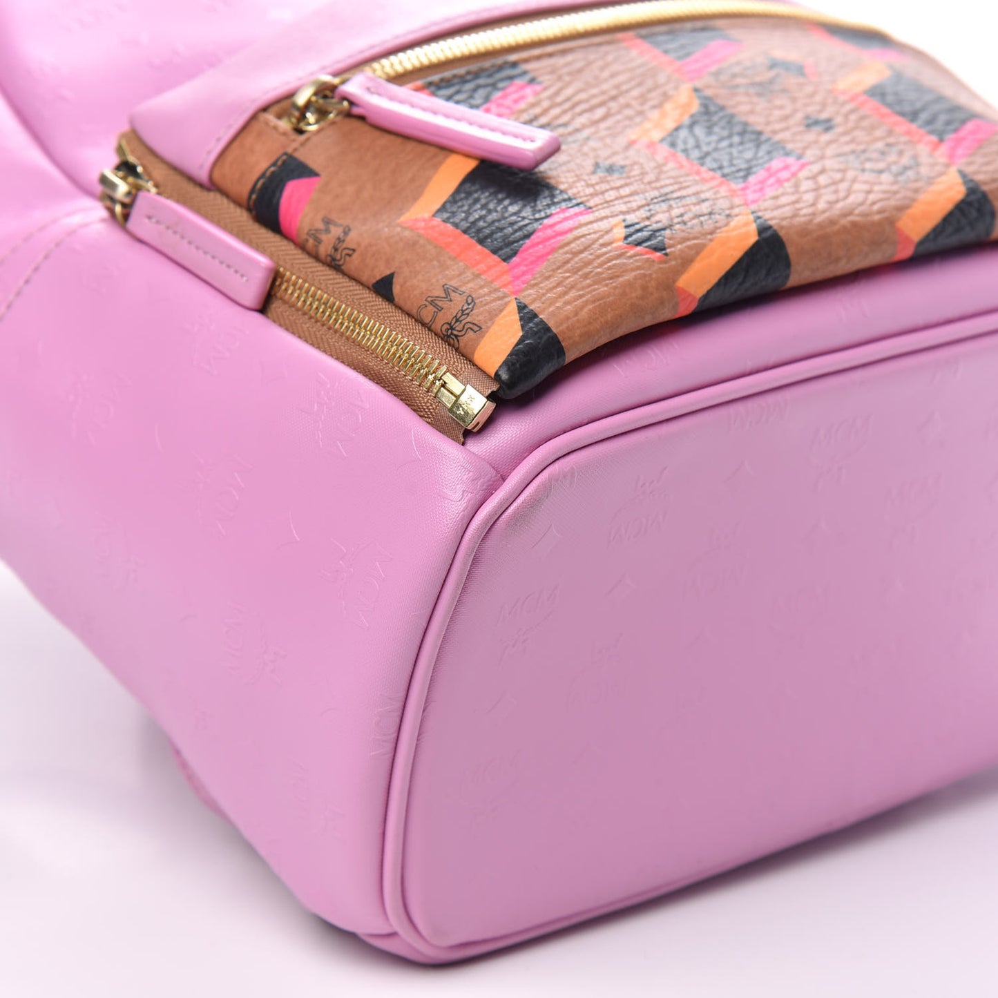 Calfskin Visetos Diamond Printed Small Backpack Pink Cognac