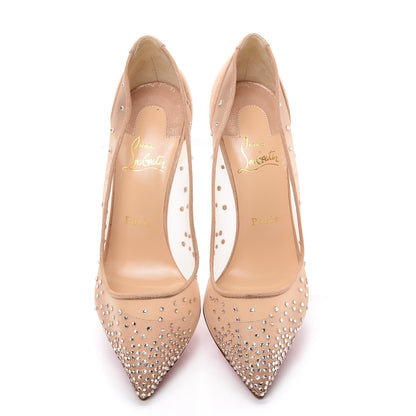 Christian Louboutin Suede Silk Crystal Strass Follies 100 Pumps 38.5 Light Silk 5 of 9