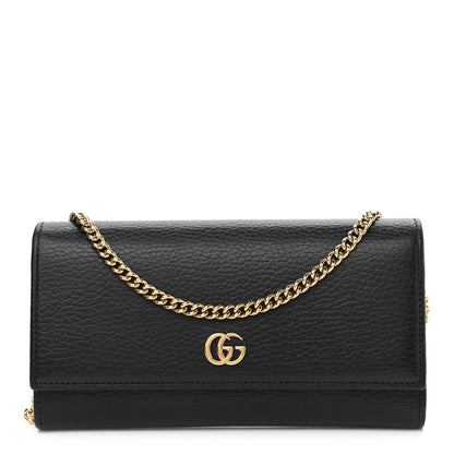 Gucci Calfskin Petite GG Marmont Wallet Chain Bag Black 1 of 12