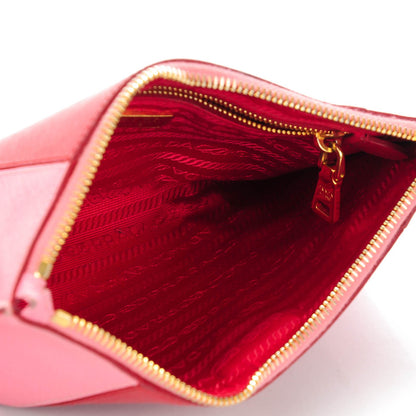 Prada Saffiano Colour Bi-Color Wristlet Clutch Fuoco Geranio 5 of 8