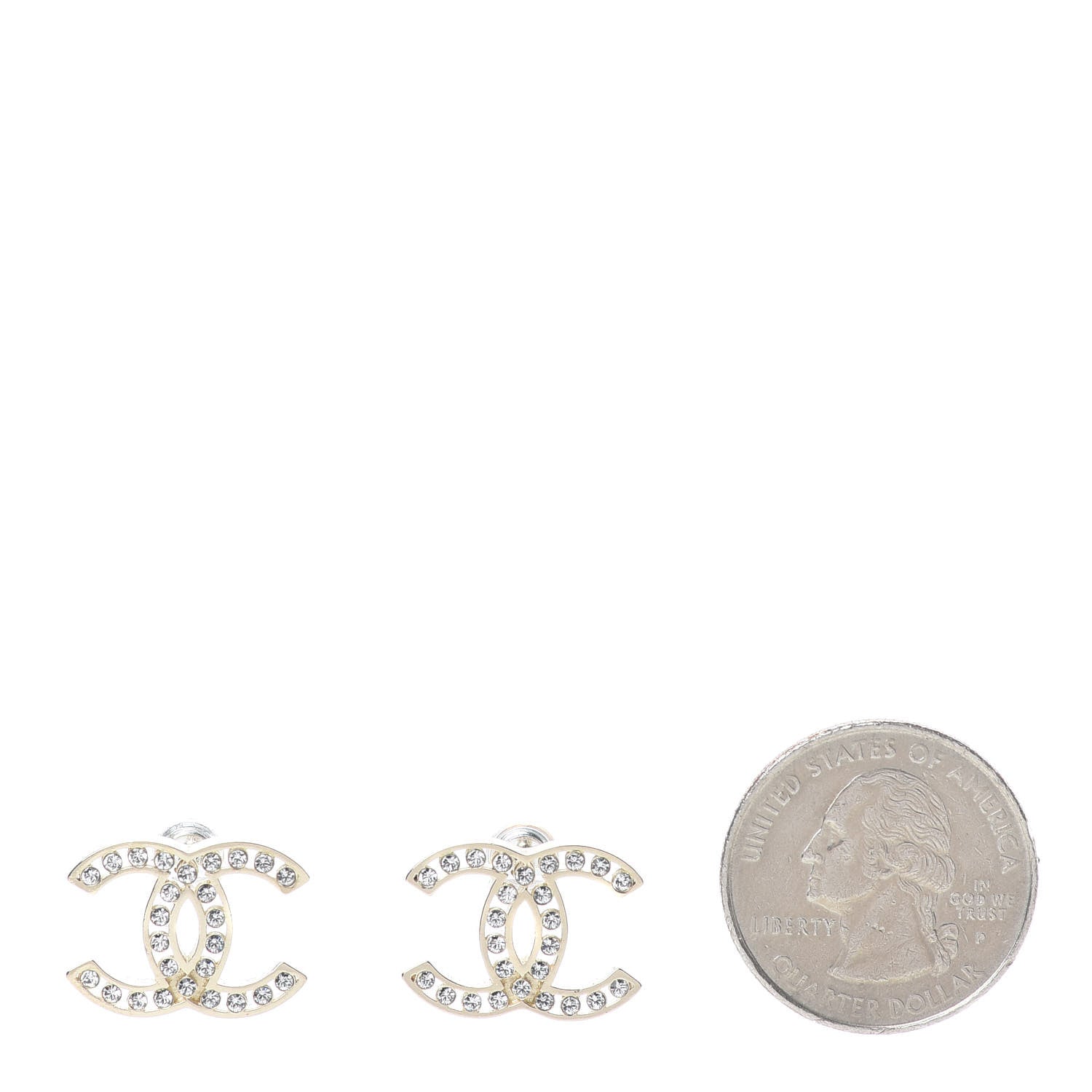 Chanel Crystal CC Large Earrings Gold 2 of 5