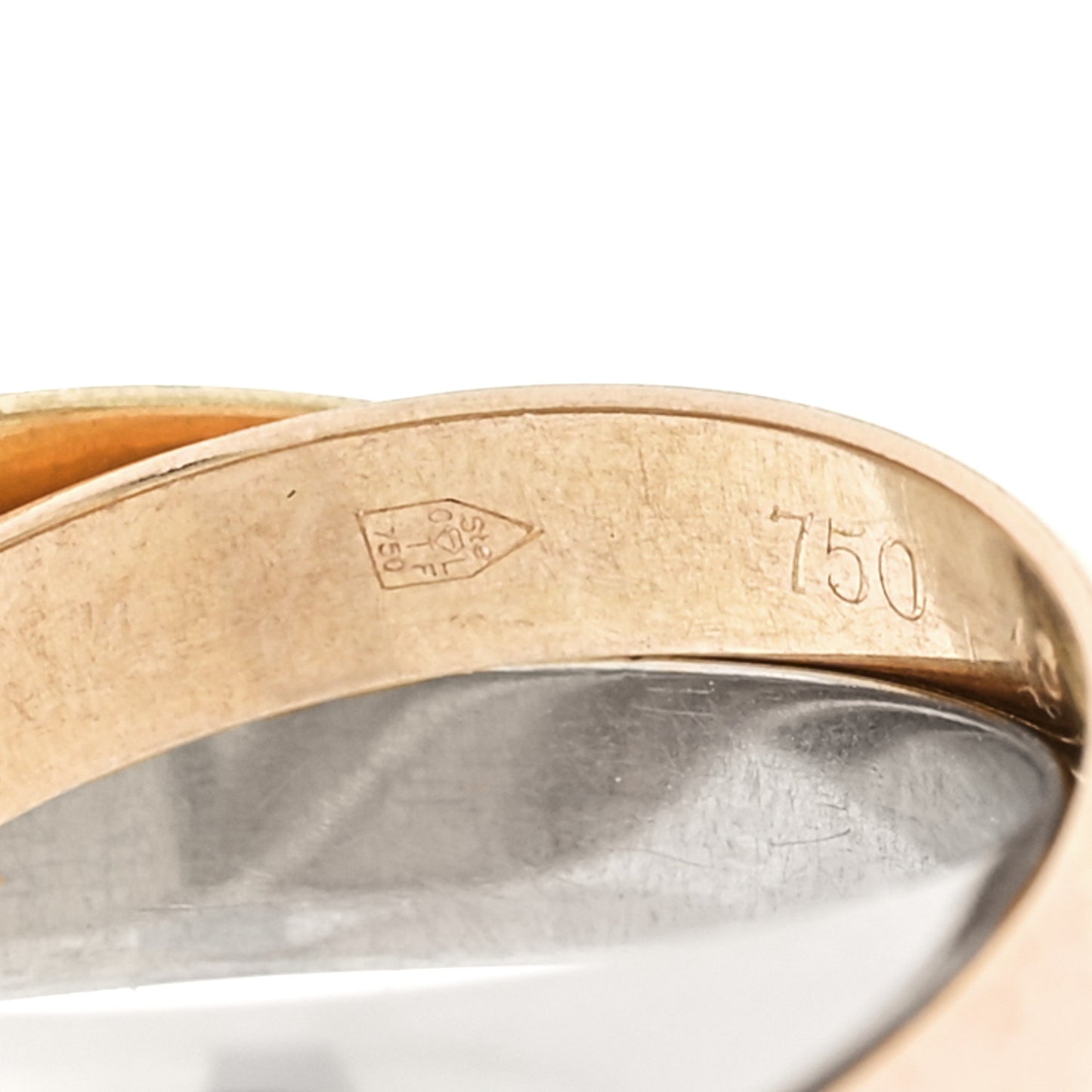 18K Pink Yellow White Gold Classic Les Must De Cartier Trinity Ring 48 4.5