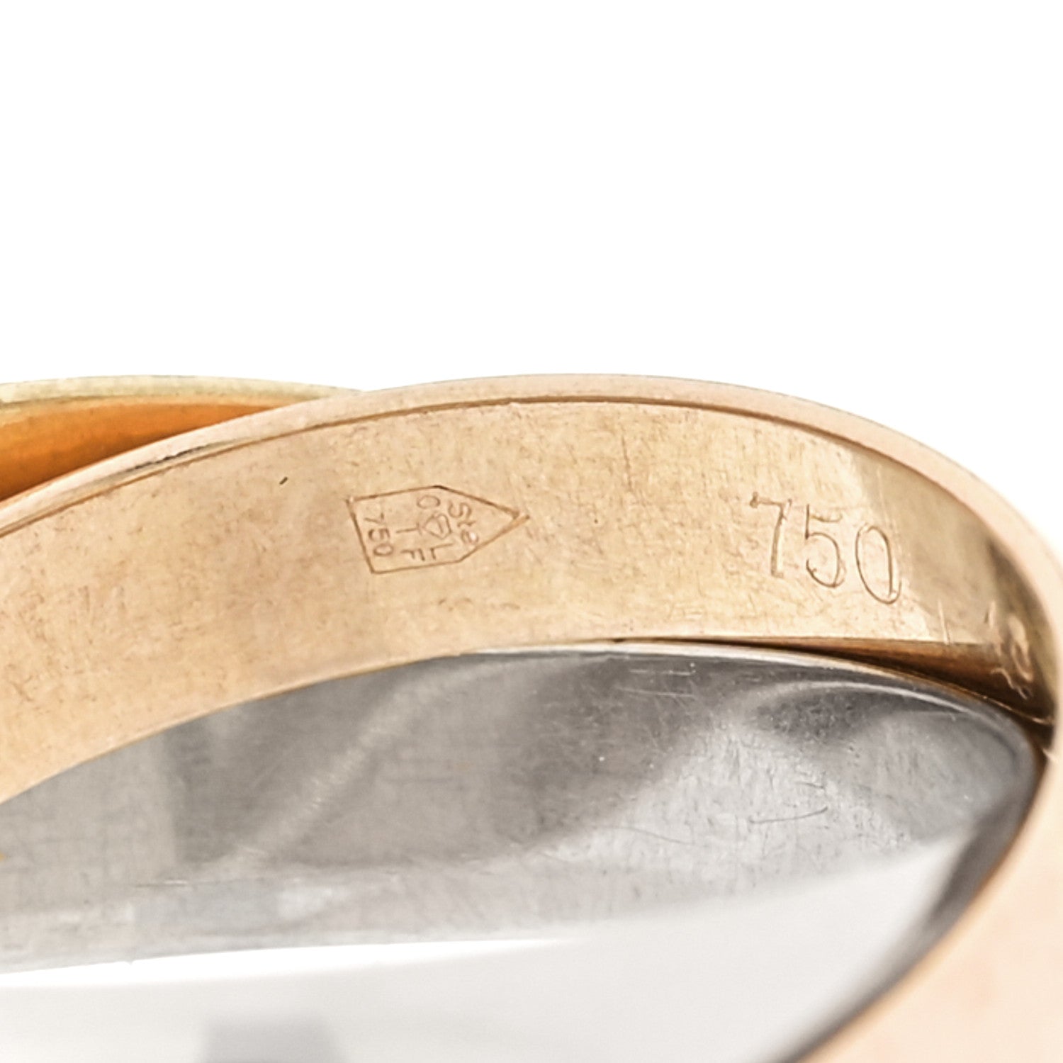 Cartier 18K Pink Yellow White Gold Classic Les Must De Cartier Trinity Ring 48 4.5 4 of 5
