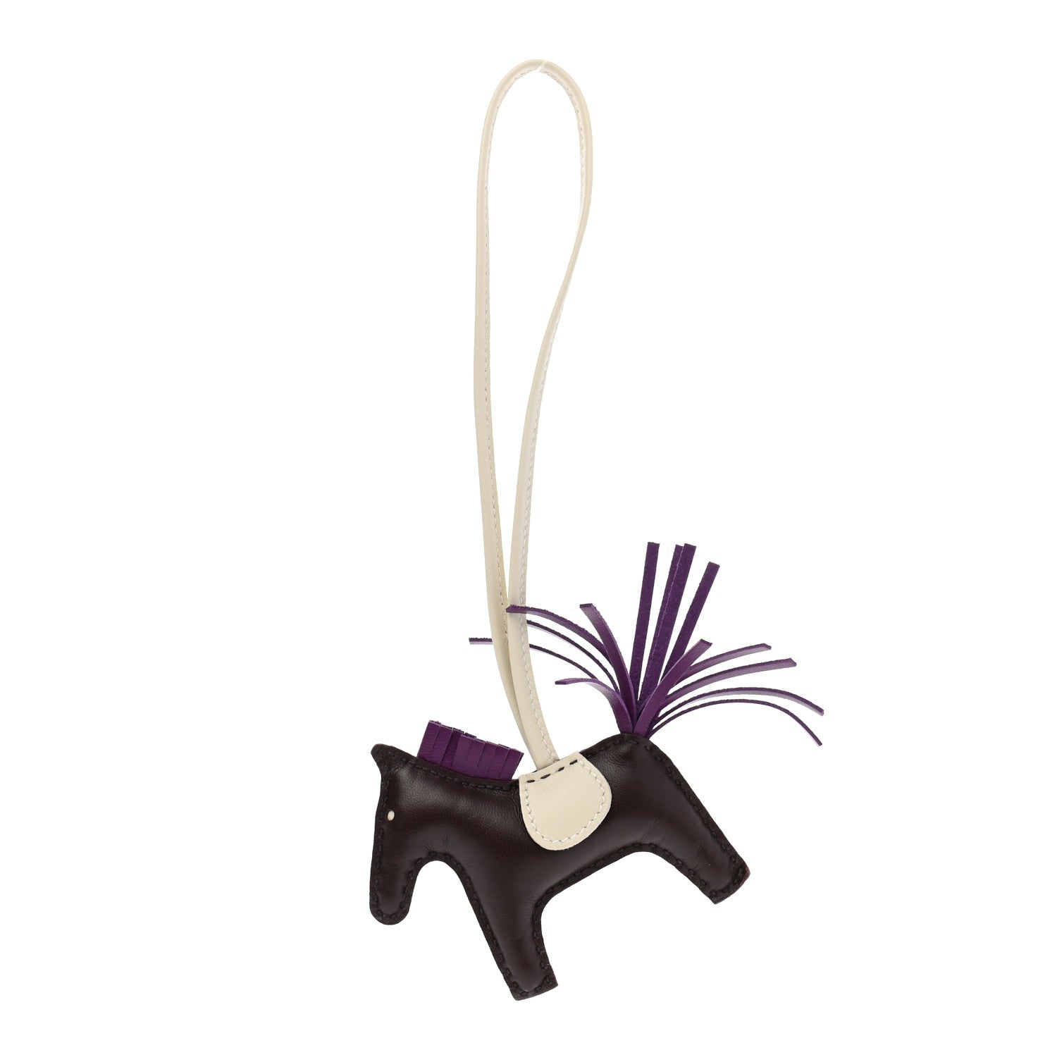 Hermes Milo Lambskin Grigri Rodeo Horse Bag Charm PM Rouge Sellier Craie Violet 1 of 5