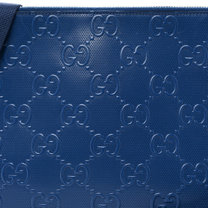 Gucci Calfskin GG Tennis Embossed Medium Wristlet Messenger Bag Intense Metal Blue 8 of 10
