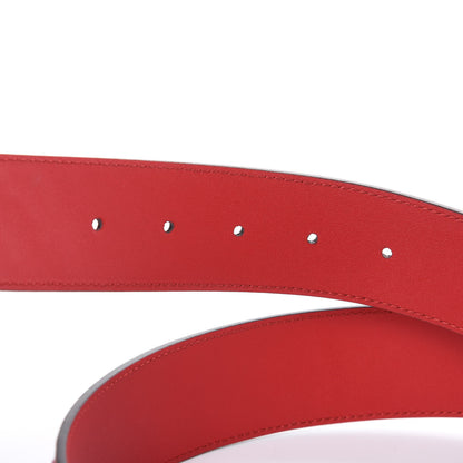 Gucci Textured Calfskin Flower Embroidered Double G 40mm Belt 85 34 Hibiscus Red 5 of 7