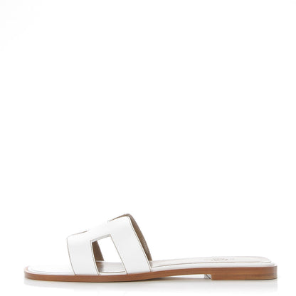 Hermes Box Calfskin Oran Sandals 38 White 1 of 8