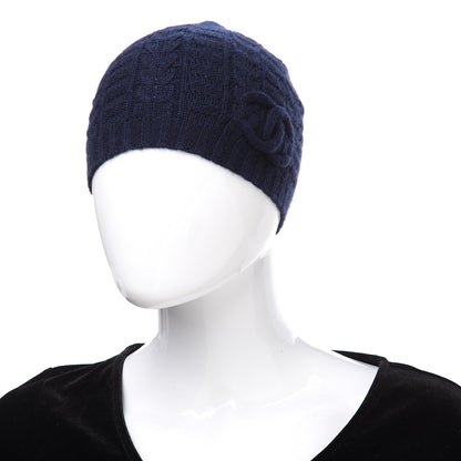 Chanel Merino Wool CC Beanie Hat Navy 2 of 3