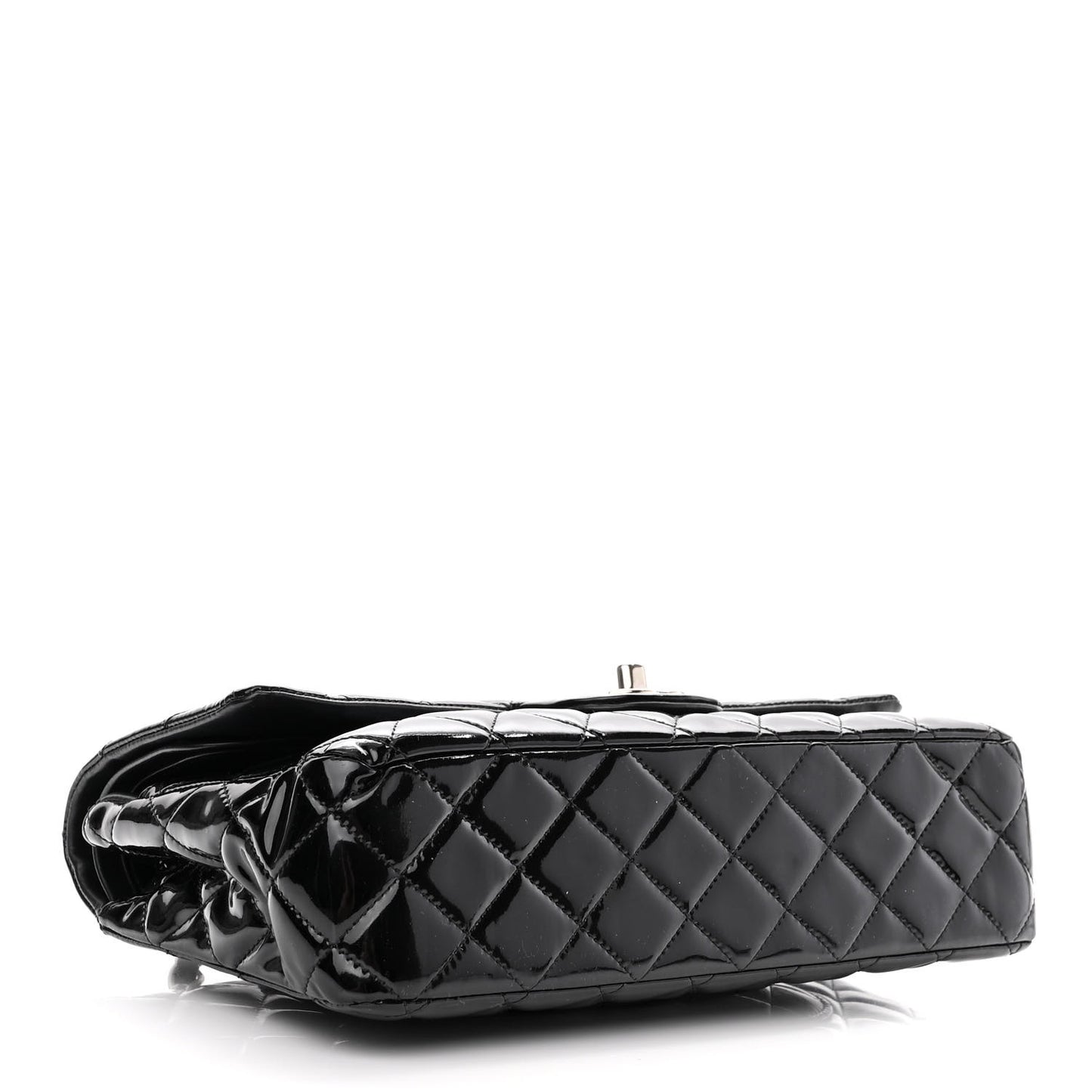 Patent Quilted Medium Double Flap Black
