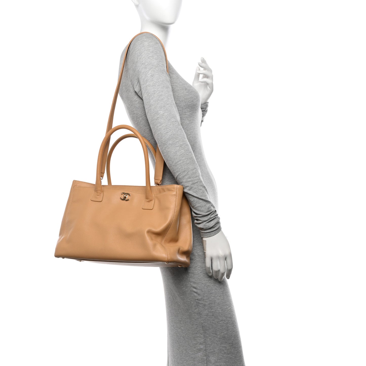 Calfskin Cerf Executive Shopper Tote Beige