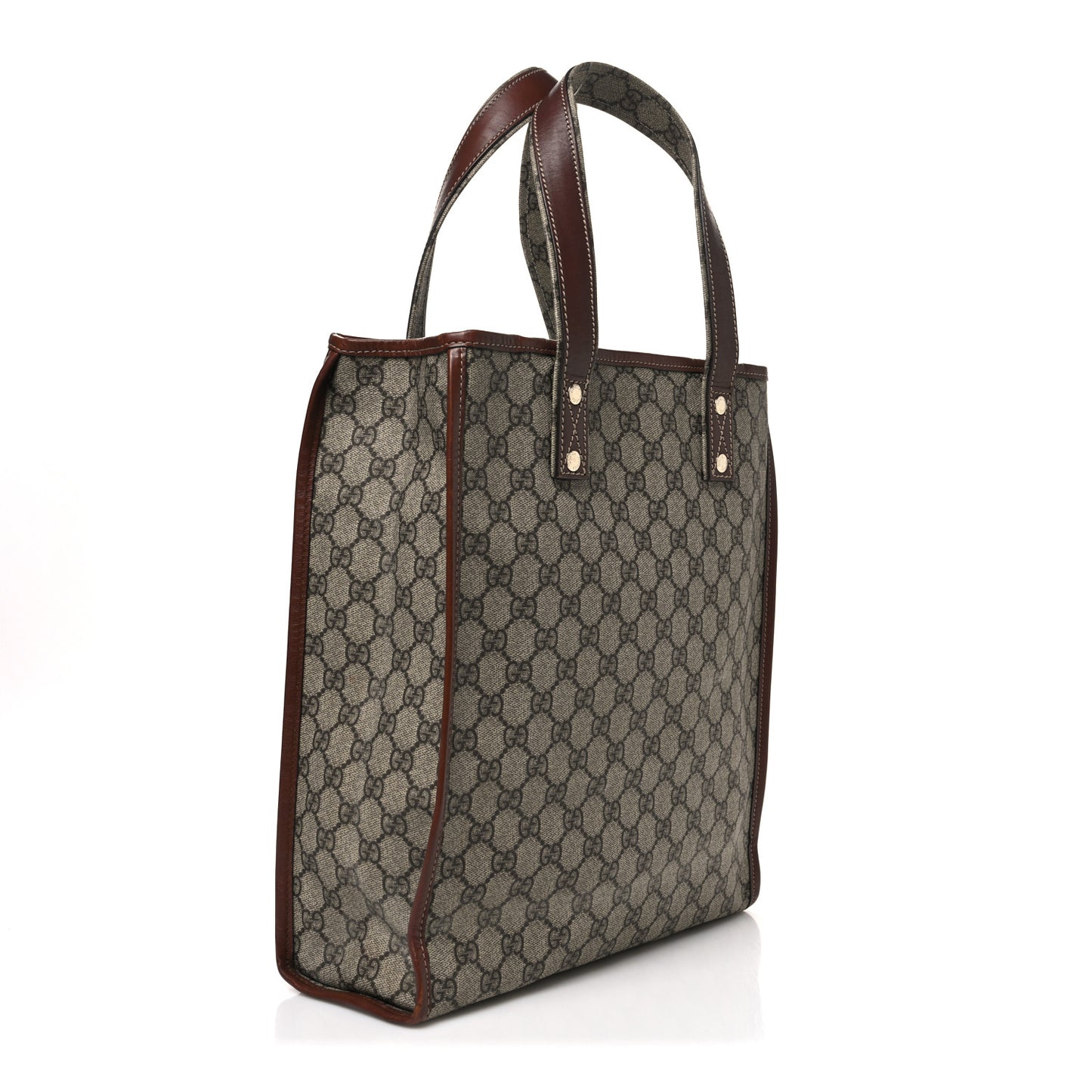 GG Plus Monogram Small Signature Web Loop Vertical Tote Light Brown