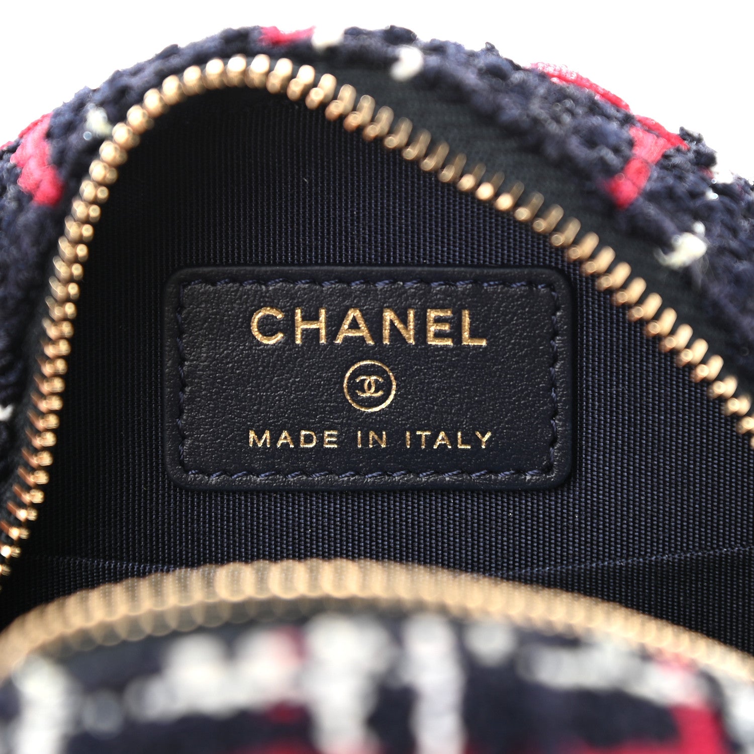 Chanel Tweed Quilted Round Filigree Clutch With Chain Navy Blue 6 of 9