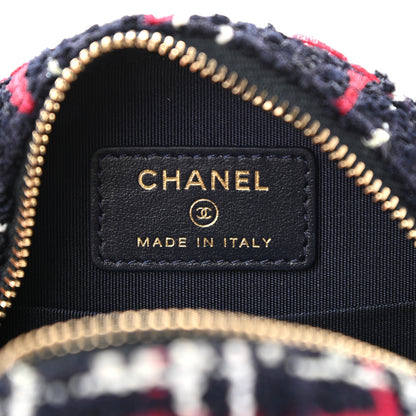 Chanel Tweed Quilted Round Filigree Clutch With Chain Navy Blue 6 of 9