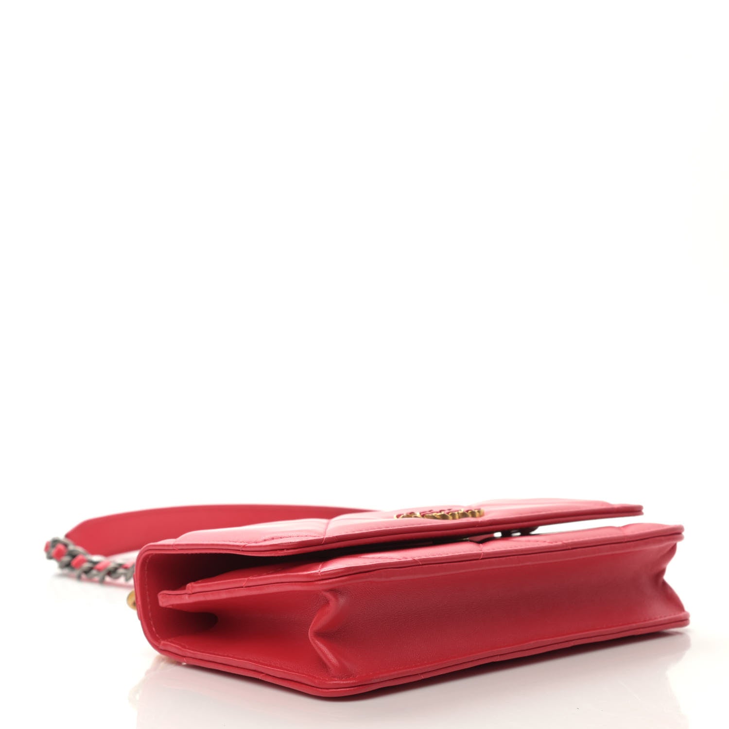Chanel Goatskin Quilted Chanel 19 Wallet On Chain WOC Red 4 of 15