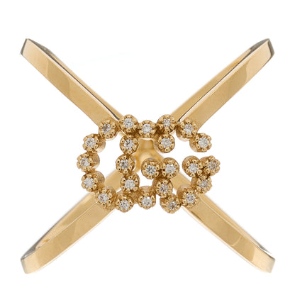 Gucci 18K Yellow Gold Diamond Running G Cross Ring 54 7 1 of 4