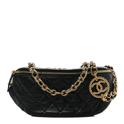 Chanel Lambskin Pearl Quilted CC Belt Bag Black 1 of 8