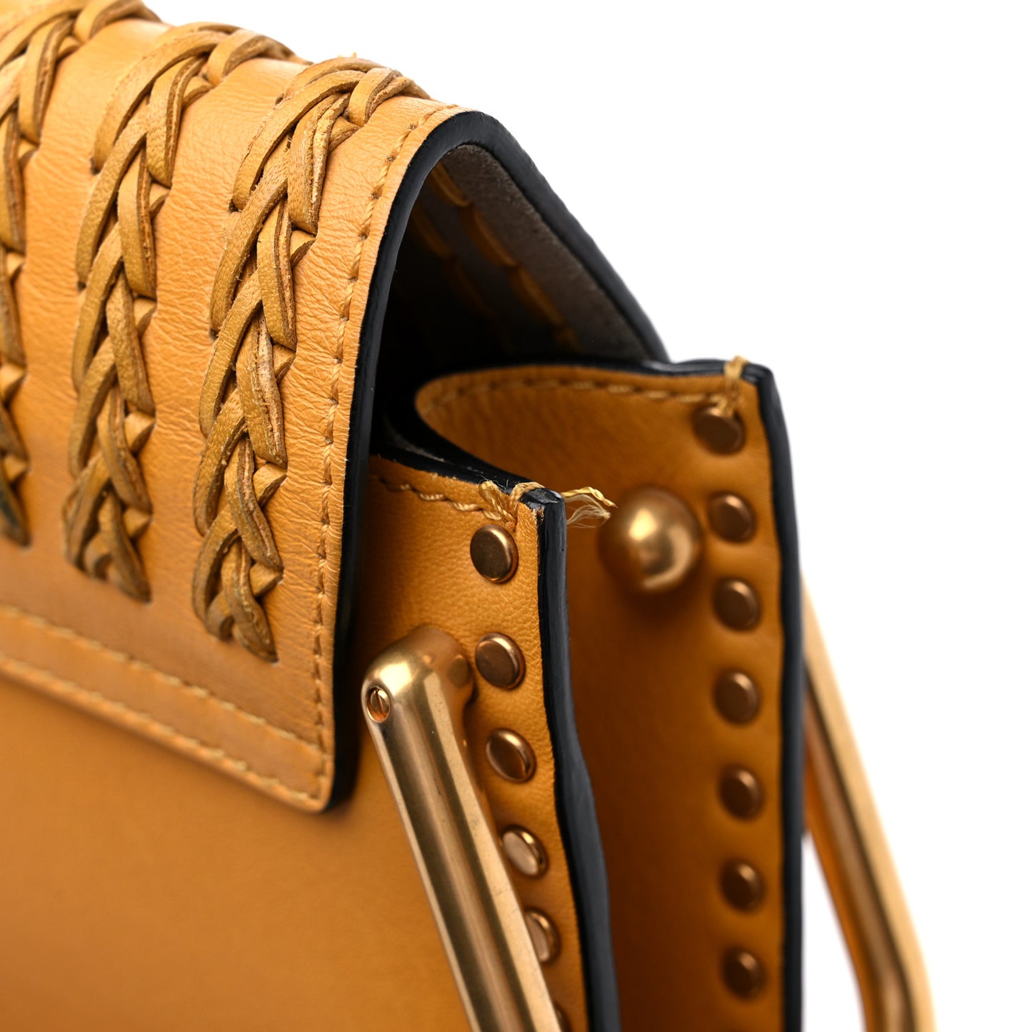 Calfskin Braided Small Hudson Shoulder Bag Sunflower