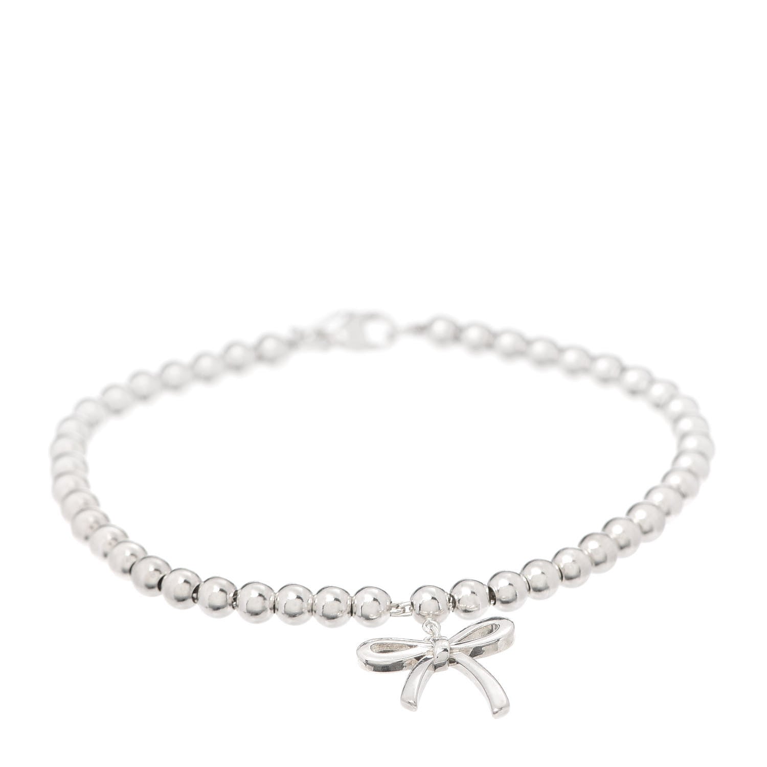 Tiffany Sterling Silver 4mm Bow Bead Bracelet 1 of 7