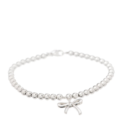Tiffany Sterling Silver 4mm Bow Bead Bracelet 1 of 7