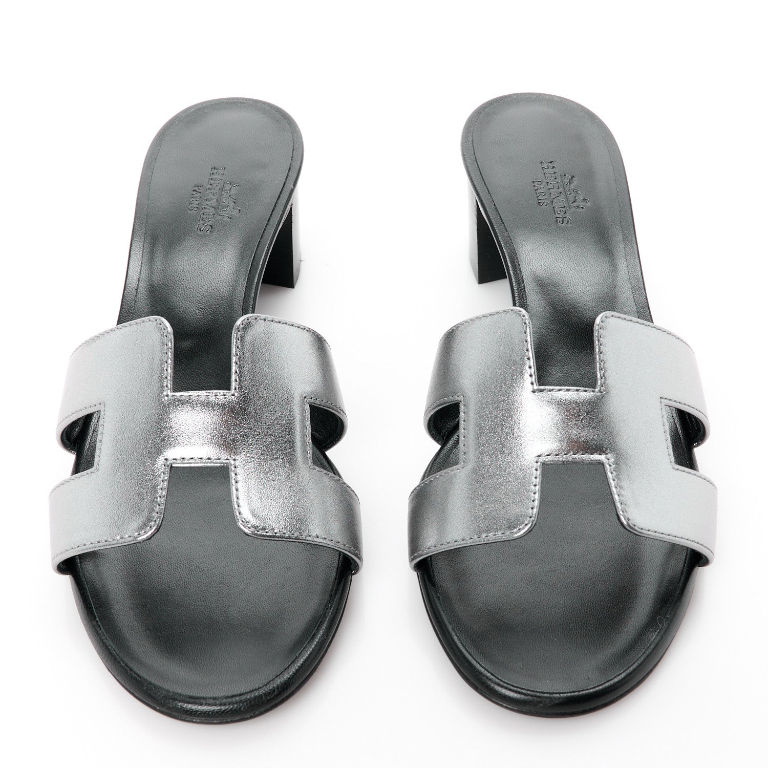 Hermes Metallic Nappa Oasis Sandals 37 Argent 2 of 9