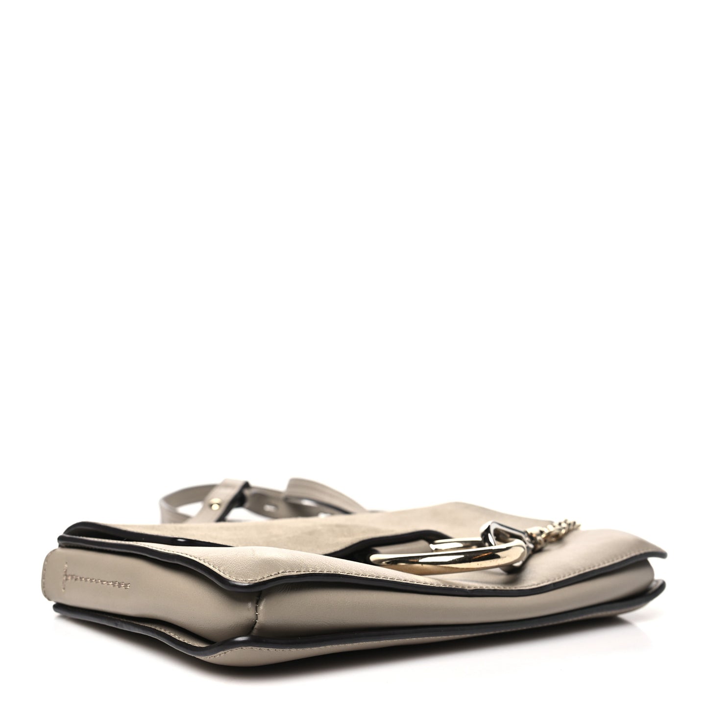 Suede Calfskin Small Faye Shoulder Bag Motty Grey