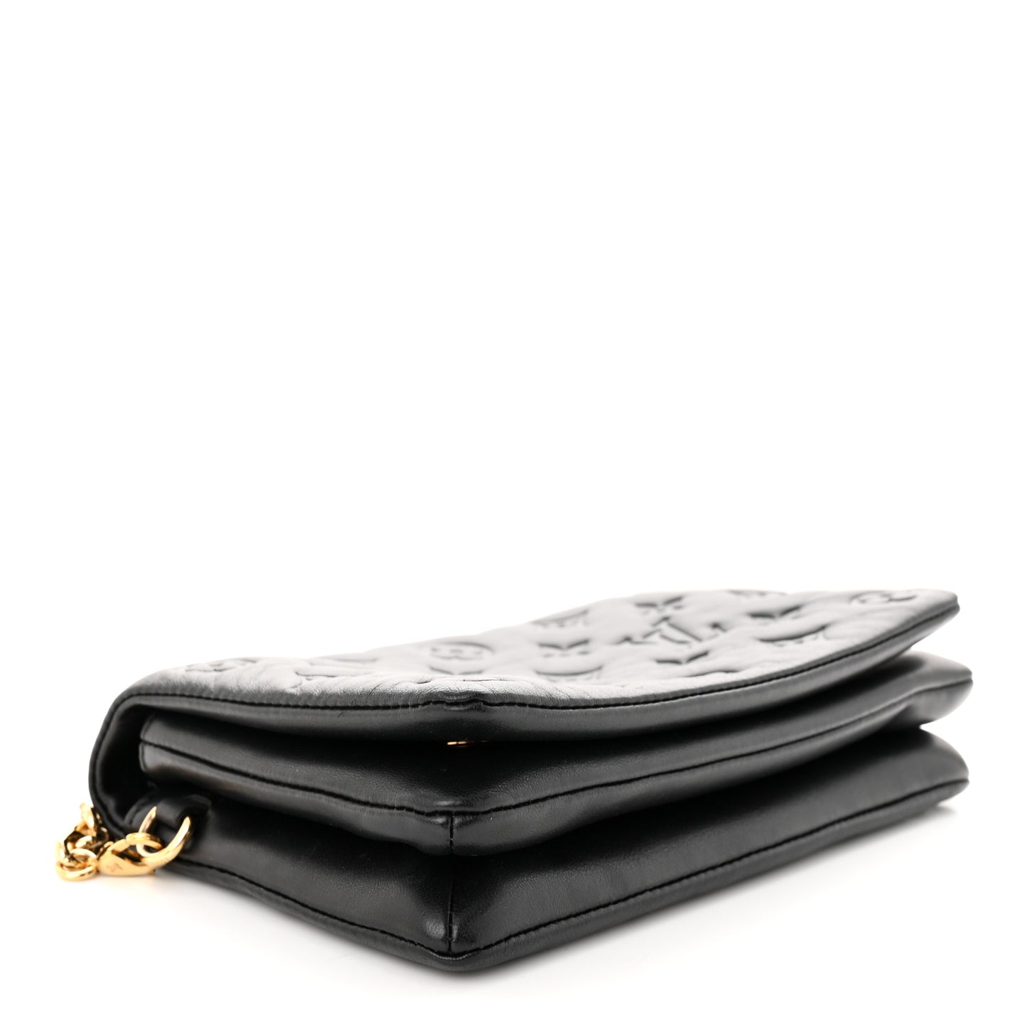 Lambskin Embossed Monogram Pochette Coussin Black