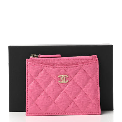 Chanel Caviar Quilted CC Zip Card Holder Pink 11 of 11