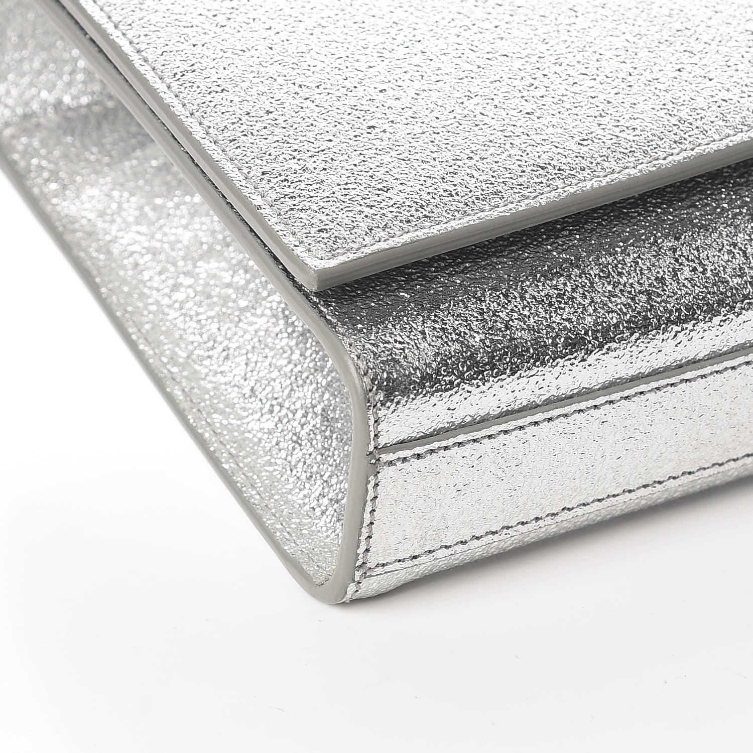 Saint Laurent Textured Metallic Calfskin Classic Monogram Cassandre Clutch Silver 5 of 9