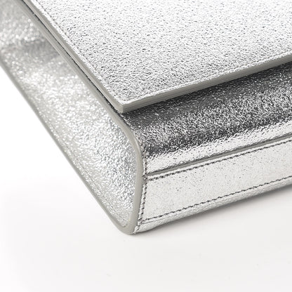 Saint Laurent Textured Metallic Calfskin Classic Monogram Cassandre Clutch Silver 5 of 9