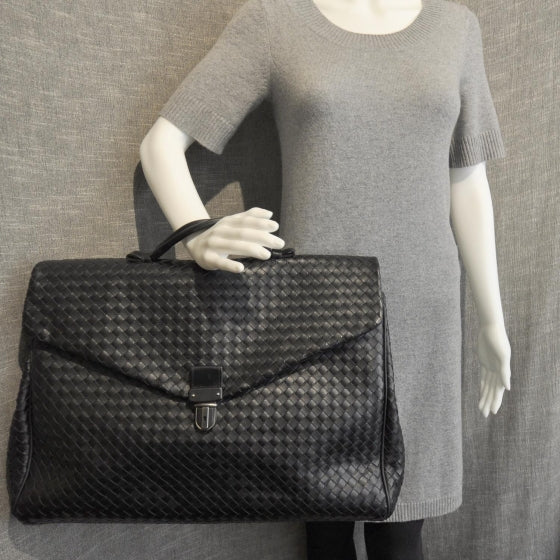 Nappa Intrecciato Briefcase Nero