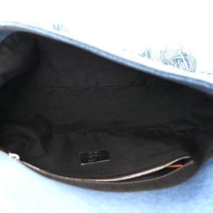 Fendi Denim Lavato Cuoio Frayed Baguette Denim Chiaro Cuoio 5 of 10