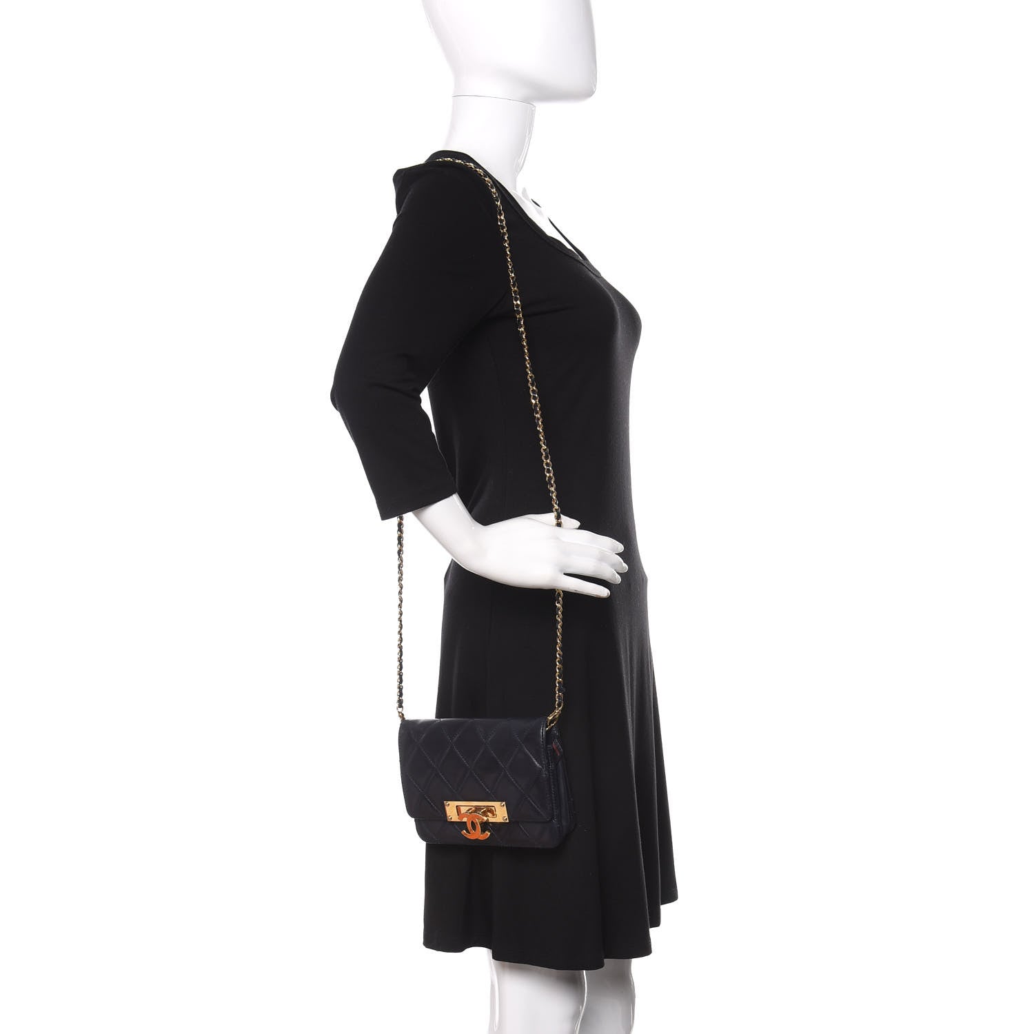 Chanel Lambskin Quilted Golden Class Wallet on Chain WOC Navy 2 of 11