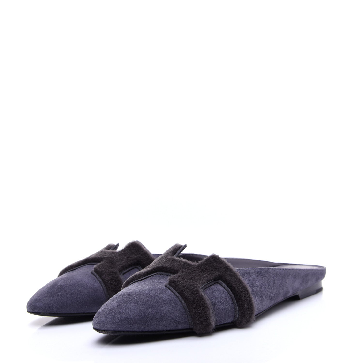 Hermes Suede Goatskin Fur Roxane Mules 38.5 4 of 13