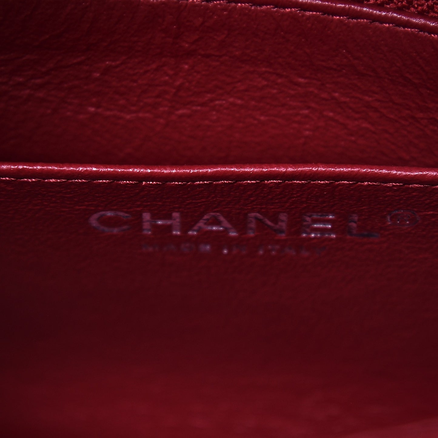 Caviar Quilted Mini Square Flap Dark Red