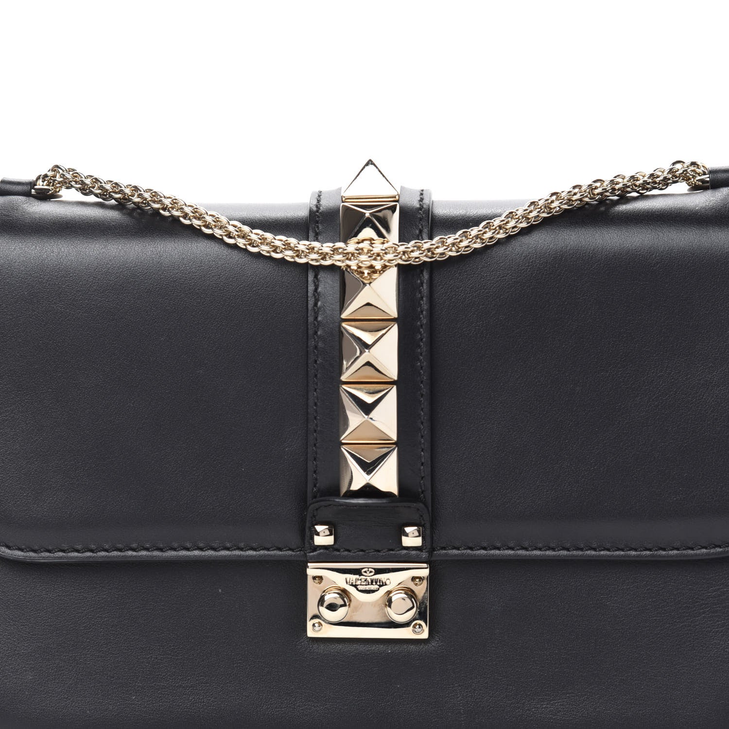 Valentino Garavani Vitello Medium Glam Lock Rockstud Flap Black 10 of 10