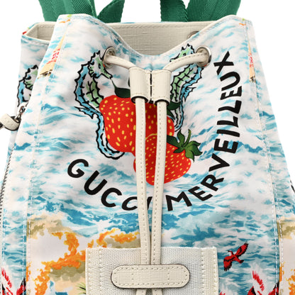 Gucci Nylon Merveilleux Strawberry Print Childrens Backpack Light Blue Red Dusty White 8 of 11